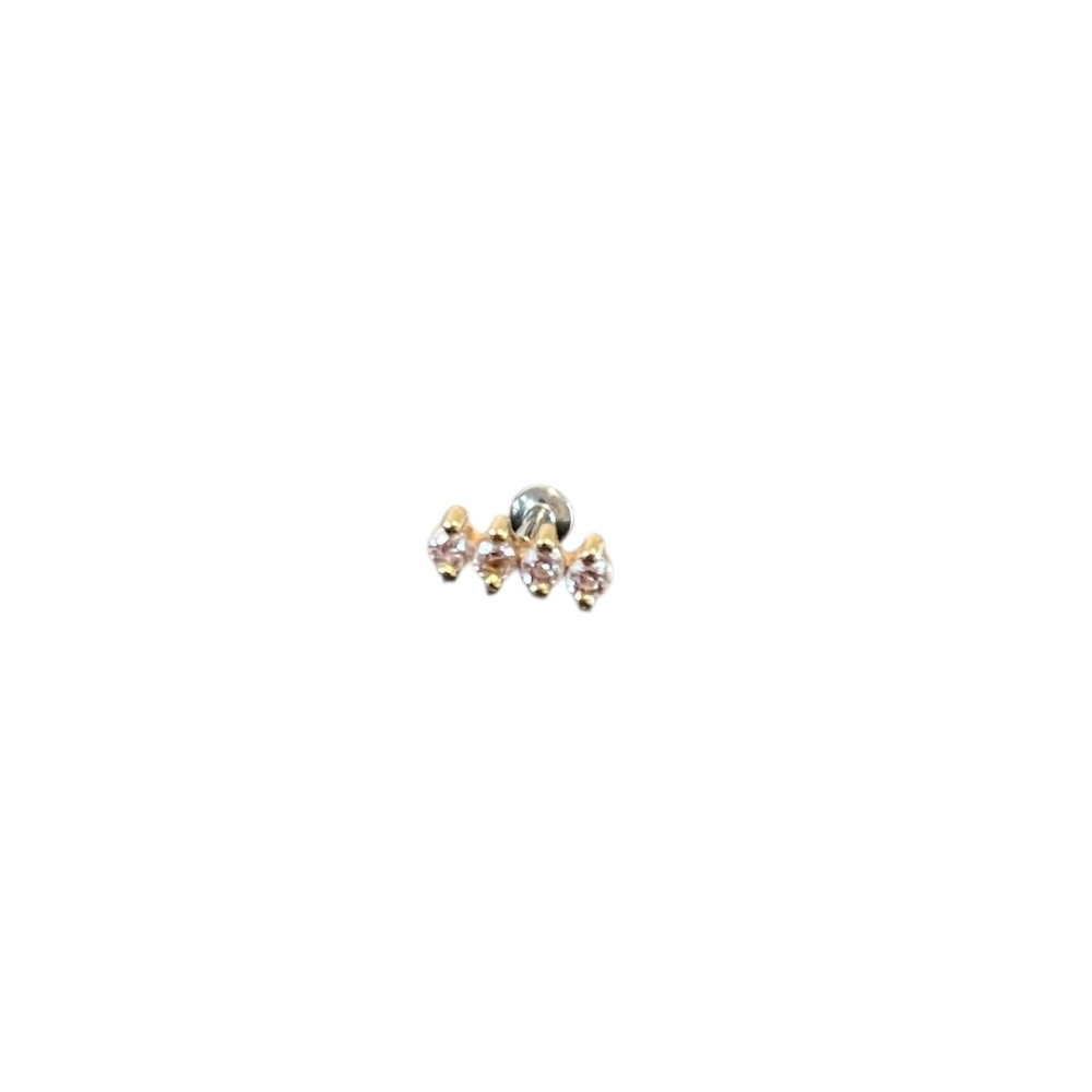 4 cz gem tragus bar